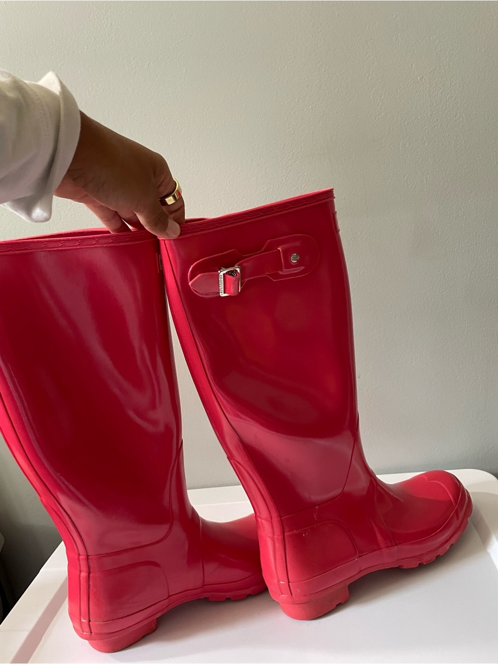 Hunter Original Gloss Women's Tall Rain Boots - Lipgloss Pink - Picture 10 of 16